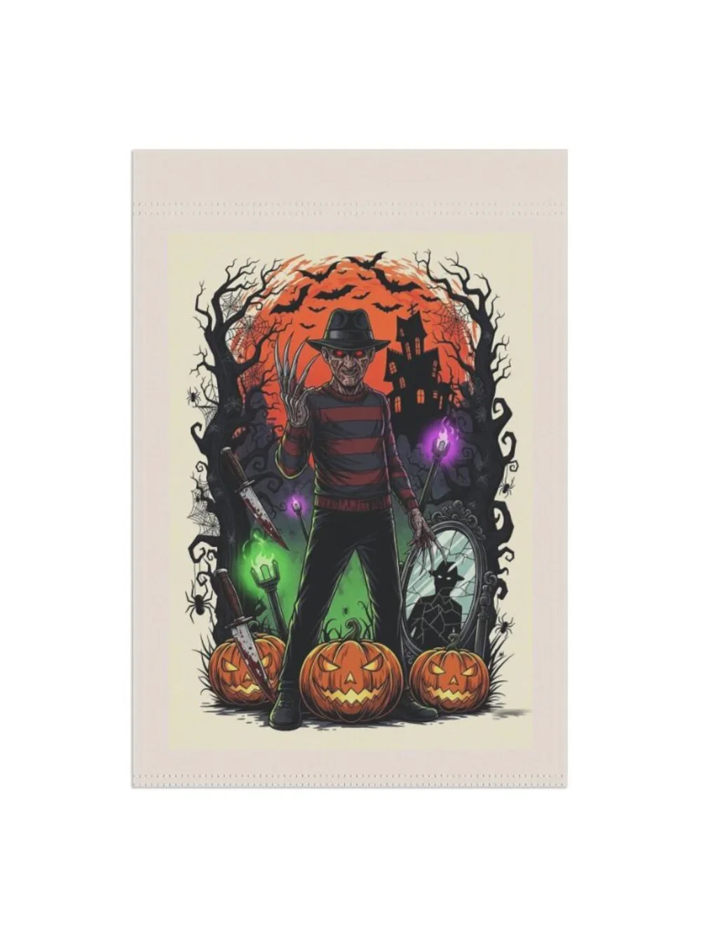 Halloween Freddy Krueger Garden Flag Spooky Decor
